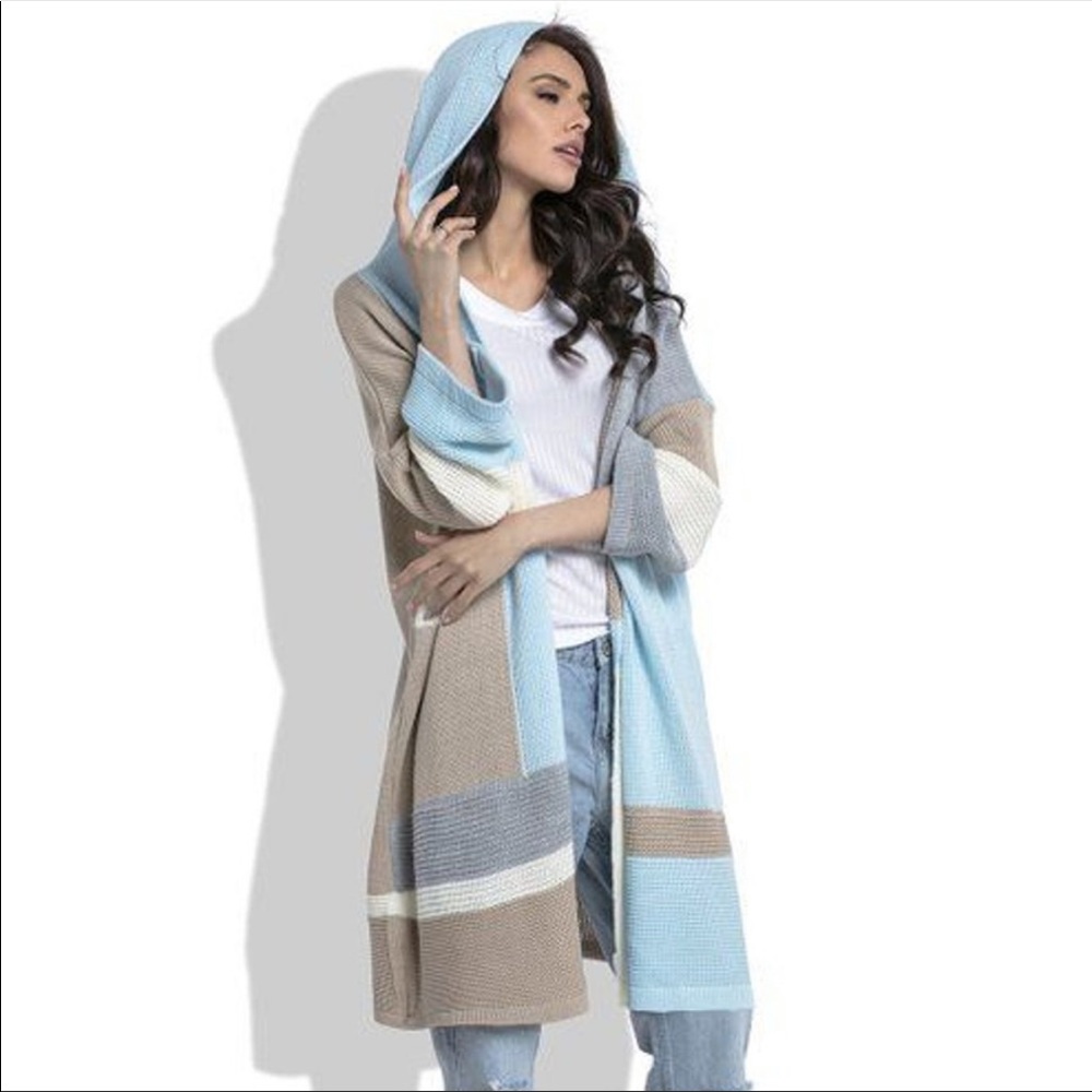 Fobya longline colorblock hooded cardigan